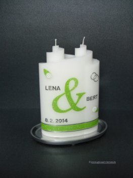 Hochzeitskerze"Doppelspirale"grün