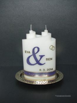 Hochzeitskerze"Doppelspirale" flieder