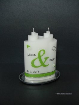 Hochzeitskerze"Doppelspirale"grün