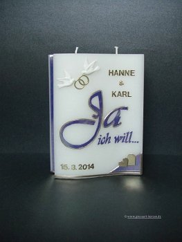 Hochzeitskerze Welle"Ja ich will"
