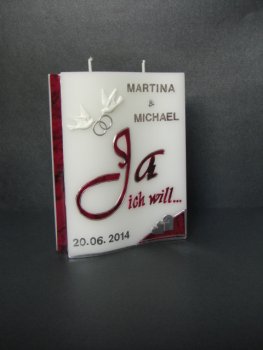 Hochzeitskerze Welle"Ja ich will"
