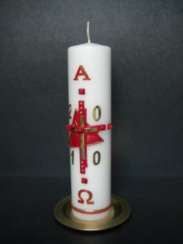 Osterkerze "Kreuz mit Nägel und Jahreszahl"