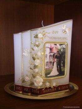 Fotokerze Hochzeitskerze Exquisit "doppeltes Buch"