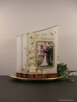 Fotokerze Hochzeitskerze Exquisit "doppeltes Buch"