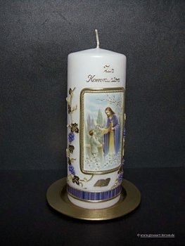 Kommunionkerze / Tischkerze "Zur Kommunion-Junge"
