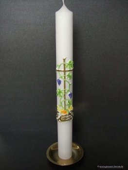 Kommunionkerze "Kreuz mit Rebe"