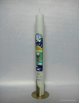Kommunionkerze "Emblem mit Kelch, Sonne und Fisch"