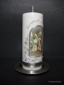 Kommunion-Tischkerze "Mädchen mit Engel"