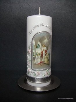 Kommunion-Tischkerze "Mädchen mit Engel"