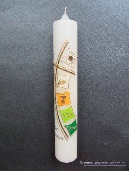 Kommunionkerze "Quadrate - modern" grün