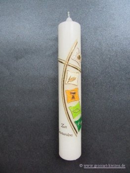 Kommunionkerze "Quadrate - modern" grün