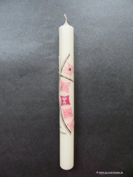 Kommunionkerze "modern" rosa