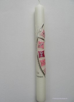 Kommunionkerze "modern" rosa