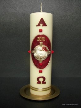 Osterkerze "Osterlamm auf Buch"