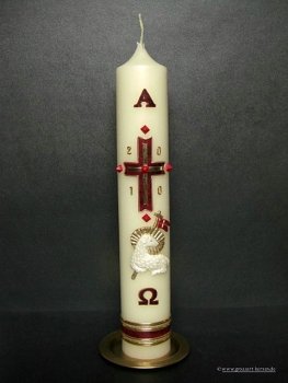 Osterkerze "Osterlamm mit Fahne"