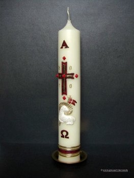 Osterkerze "Osterlamm mit Fahne"