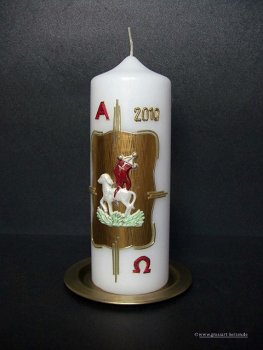 Ostertischkerze "Osterlamm bemalt"