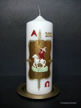 Ostertischkerze "Osterlamm bemalt"