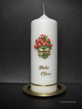 Osterkerze "Tulpenstrauß" rot
