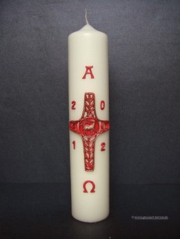 Osterkerze "Osterkreuz mit Lamm"