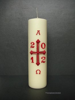 Osterkerze "Kreuz und Jahreszahl"
