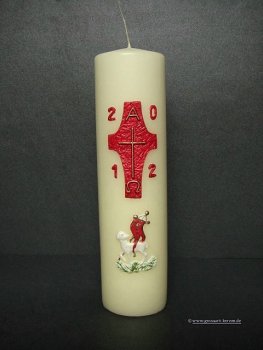 Osterkerze,Tischkerze "Osterkreuz & Lamm"