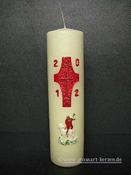 Osterkerze,Tischkerze "Osterkreuz & Lamm"
