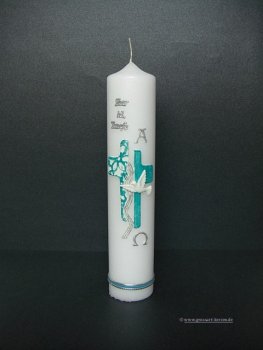 Taufkerze "Kreuz" blau
