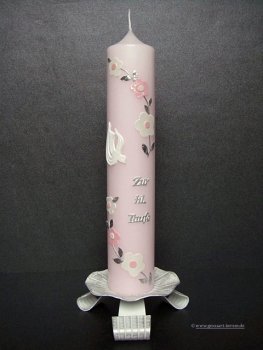 Taufkerze - Geburtskerze "Babyrosa"