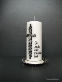 Trauerkerze "in Liebe und Dankbarkeit"