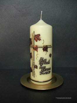 Trauerkerze - Gedenkkerze "Blätterranke"