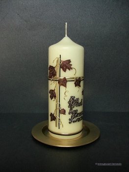 Trauerkerze - Gedenkkerze "Blätterranke"