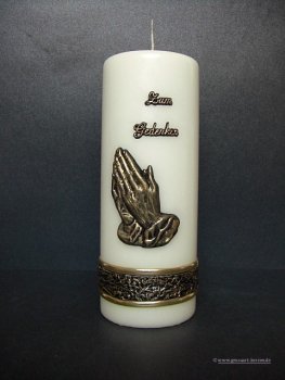 Trauerkerze - Gedenkkerze "Betende Hände" groß