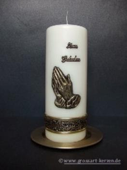 Trauerkerze - Gedenkkerze "Betende Hände" groß
