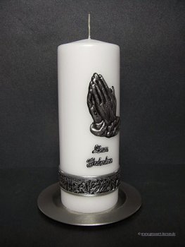 Trauerkerze - Gedenkkerze "Betende Hände"