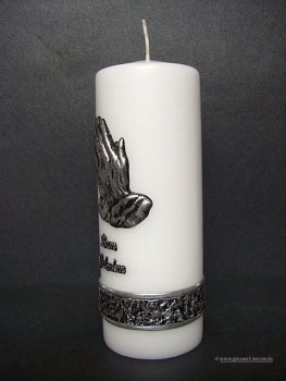 Trauerkerze - Gedenkkerze "Betende Hände"