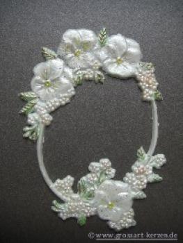 Verzierwachs, Wachsmotiv, oval mit Stiefmütterchen