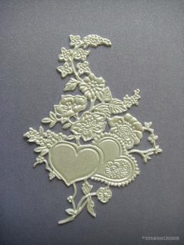 Wachsornament "Blumenbuket mit Herzen"