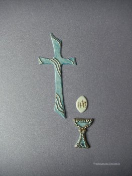 Verzierwachs Taufe, Kommunion "Kreuz und Kelch"
