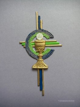 Verzierwachs, Kommunion "Emblem Kreuz mit Kelch groß"