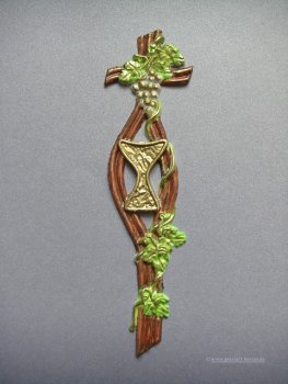 Verzierwachs, Kommunion "Kreuz mit Kelch und Wein"