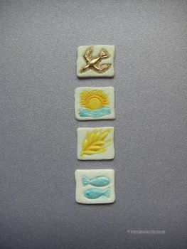 Verzierwachs "Taube - Sonne - Ähre - Fisch"