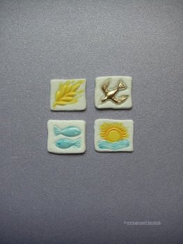 Verzierwachs "Taube - Sonne - Ähre - Fisch"