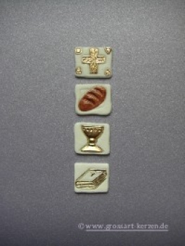 Verzierwachs "Kreuz - Brot - Kelch - Buch"