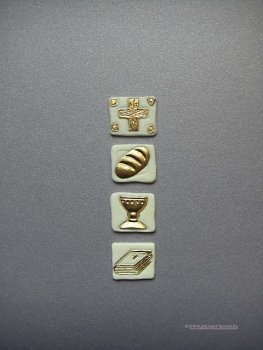 Verzierwachs "Kreuz - Brot - Kelch - Buch" gold