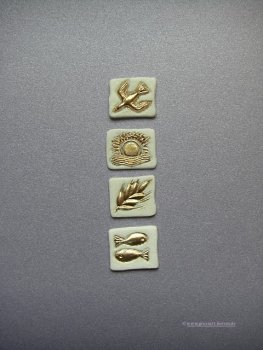 Verzierwachs "Taube - Sonne - Ähre - Fisch" gold