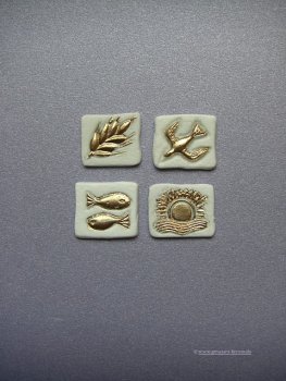 Verzierwachs "Taube - Sonne - Ähre - Fisch" gold