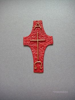 Verzierwachs "Kreuz mit Alpha und Omega"