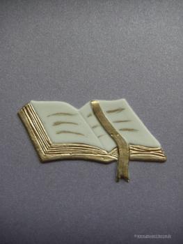 Verzierwachs-Wachsdekor  "Buch" offen mit Band, Bibel