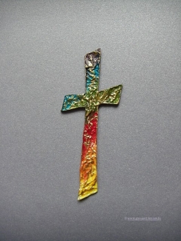 Verzierwachs "Kreuz - Regenbogen"